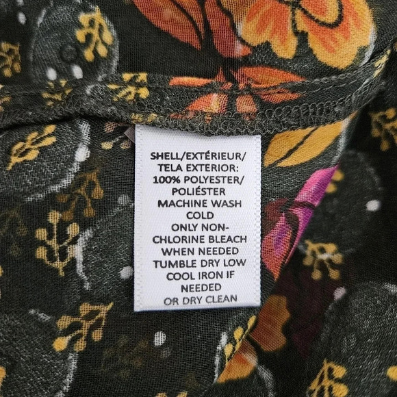 Ann Taylor LOFT Shirt Sheer Polka Dot Floral Long Sleeve Button Collared Top - Picture 6 of 7